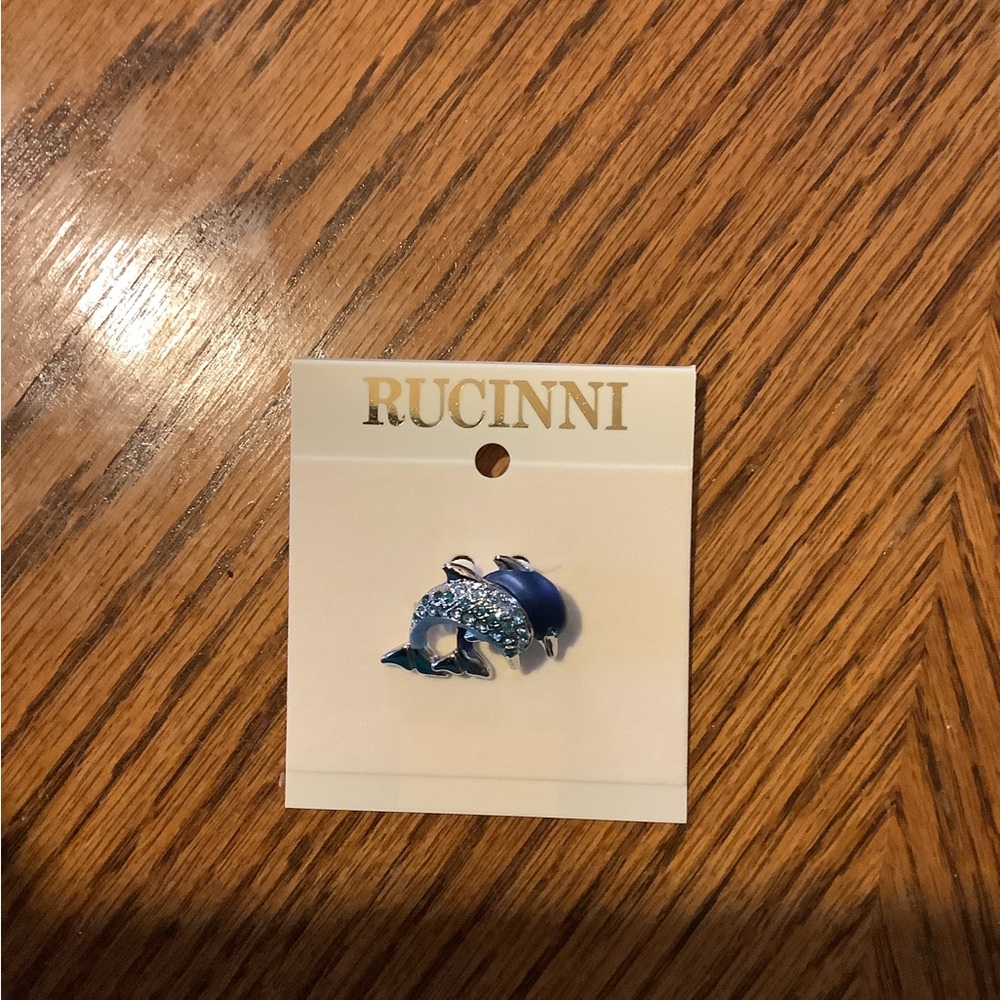 Blue and Silver Dolphin Brooch
